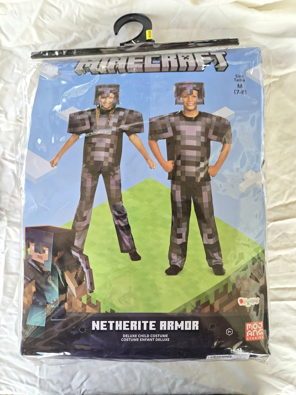 Minecraft Netherite Armor Costume And Enchanted Diamond Prop Bundle- Size M